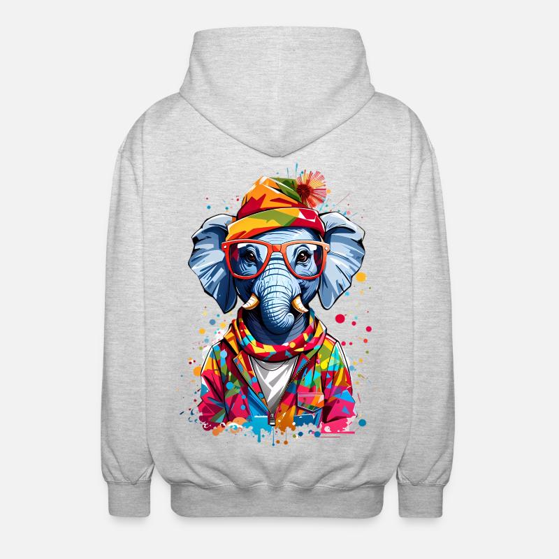 Coole Elefant - Unisex Kapuzenjacke - Hellgrau meliert