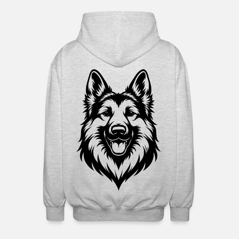 German Shepherd Design - Unisex Hooded Jacket - light heather grey