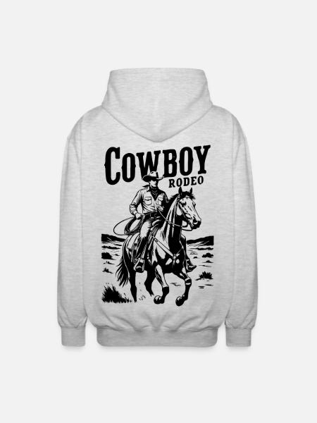 Rodeo Cowboy on Horse Silhouette - Unisex Hooded Jacket - light heather grey