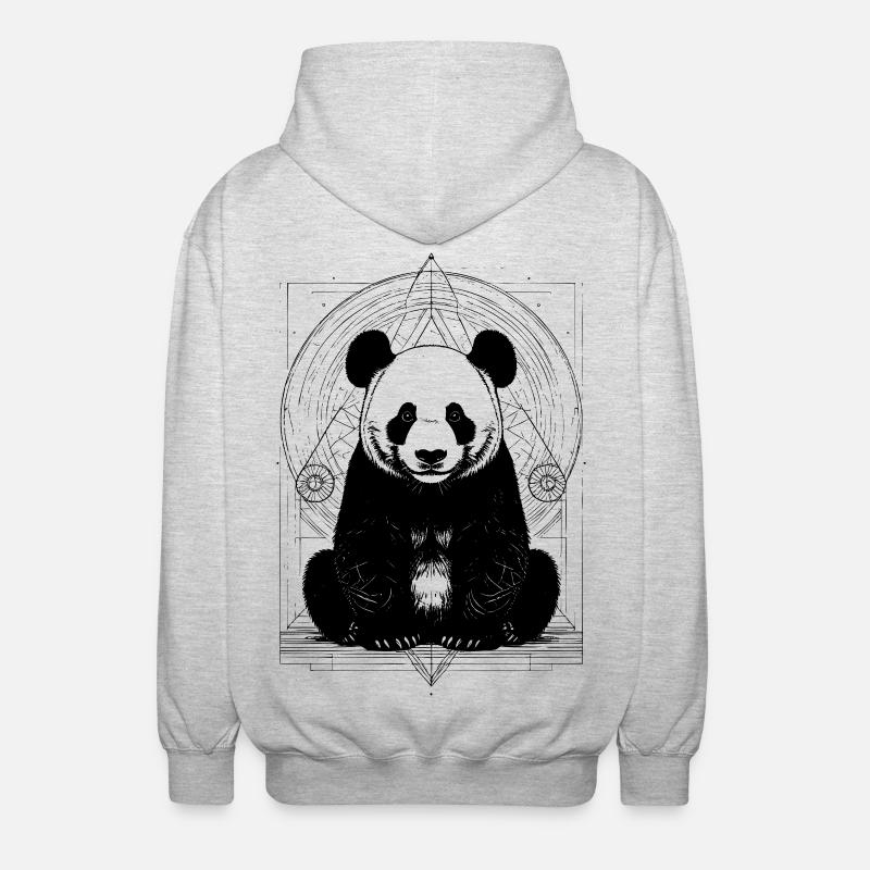 Panda Pattern - Unisex Hooded Jacket - light heather grey