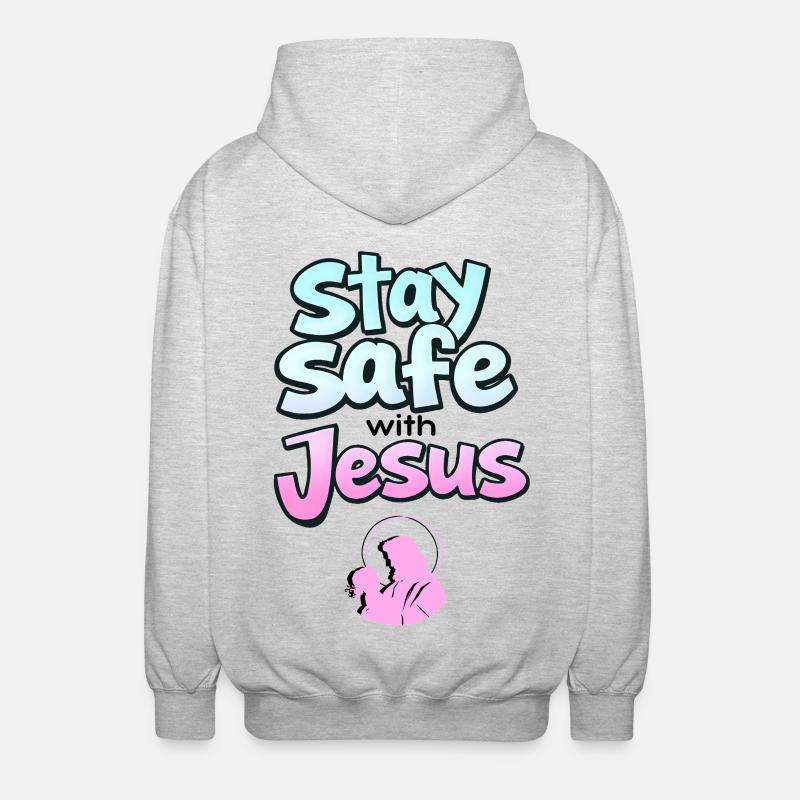 Bleib sicher, Jesus - Unisex Kapuzenjacke - Hellgrau meliert