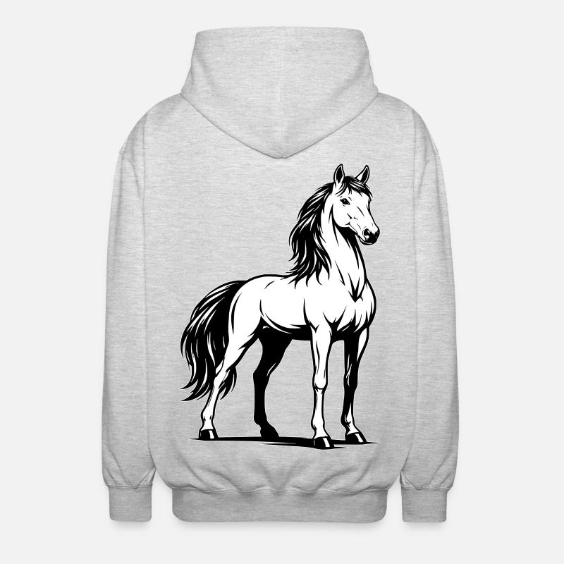 Pferd_stehend_Schwarz-White - Unisex Hooded Jacket - light heather grey
