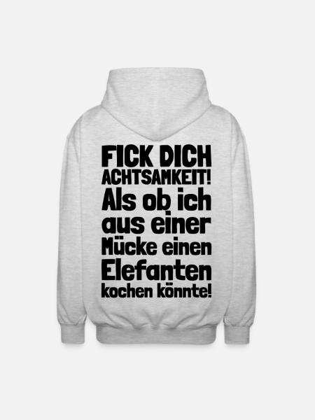FICK DICH ACHTSAMKEIT / MÜCKE ELEFANT KOCHEN - Unisex Kapuzenjacke - Hellgrau meliert