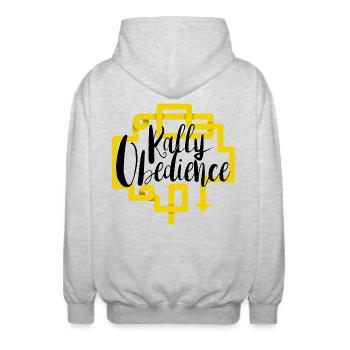 Rally Obedience Design für Hundesport mit Hund - Unisex Kapuzenjacke - Hellgrau meliert - Hinten - AI Model Male 185 light (185cm)