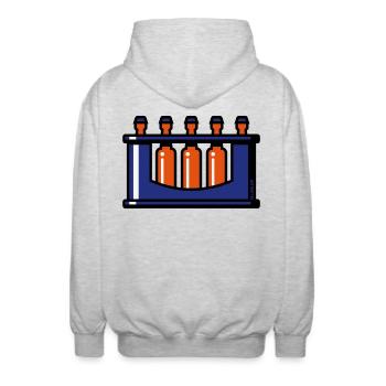 XBierkasten / Bierkiste (Bier / Blau) - Unisex Kapuzenjacke - Hellgrau meliert - Hinten - AI Model Male 185 light (185cm)