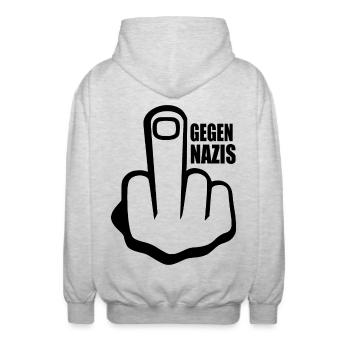 Gegen nazis - Unisex Kapuzenjacke - Hellgrau meliert - Hinten - AI Model Male 185 light (185cm)