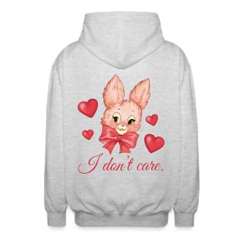 I Don’t Care Bunny - Unisex Kapuzenjacke - Hellgrau meliert - Hinten - AI Model Male 185 light (185cm)