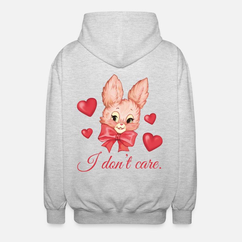 I Don’t Care Bunny - Unisex Kapuzenjacke - Hellgrau meliert