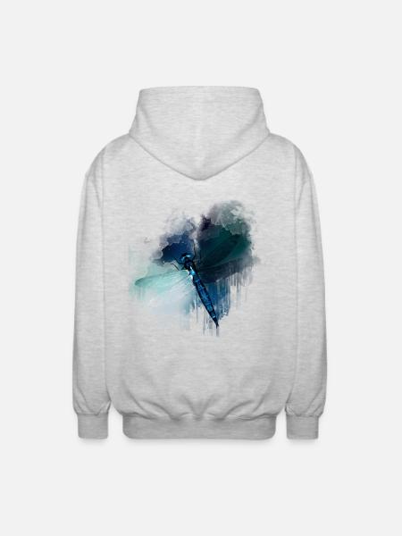 libelle geschenk shirt - Unisex Kapuzenjacke - Hellgrau meliert
