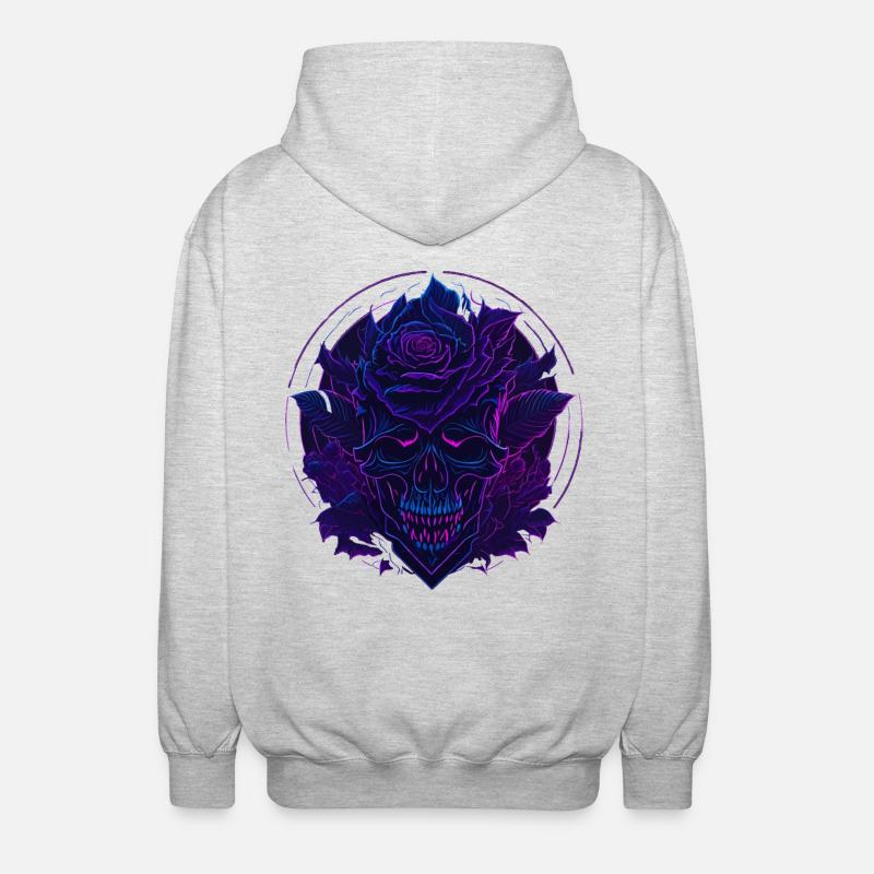 Neon Roses Skull EDM - Veste à capuche unisexe - gris clair chiné