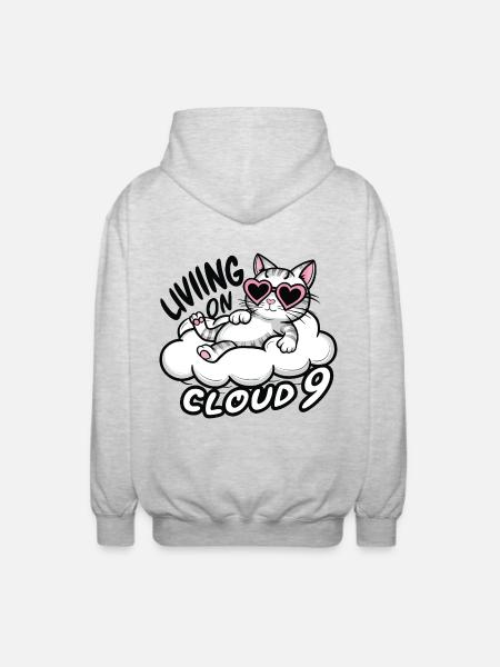 Chaton Chaton sur Cloud 9 - Veste à capuche unisexe - gris clair chiné