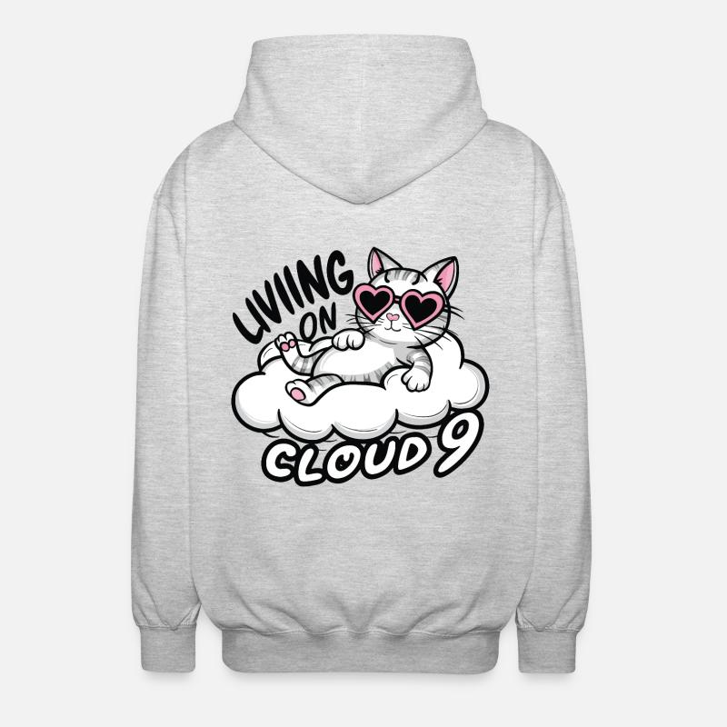 Chaton Chaton sur Cloud 9 - Veste à capuche unisexe - gris clair chiné