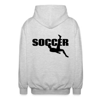 Fußball Sport Fallrückzieher - Unisex Kapuzenjacke - Hellgrau meliert - Hinten - AI Model Male 185 light (185cm)
