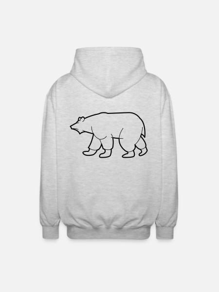 Zeichnung eines Eisbären - Unisex Kapuzenjacke - Hellgrau meliert