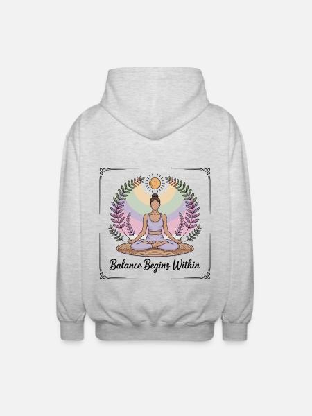 Balance Begins Within - Yoga - Unisex Hooded Jacket - light heather grey