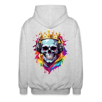 Headphones - Unisex Hooded Jacket - light heather grey - Back - AI Model Male 185 light (185cm)
