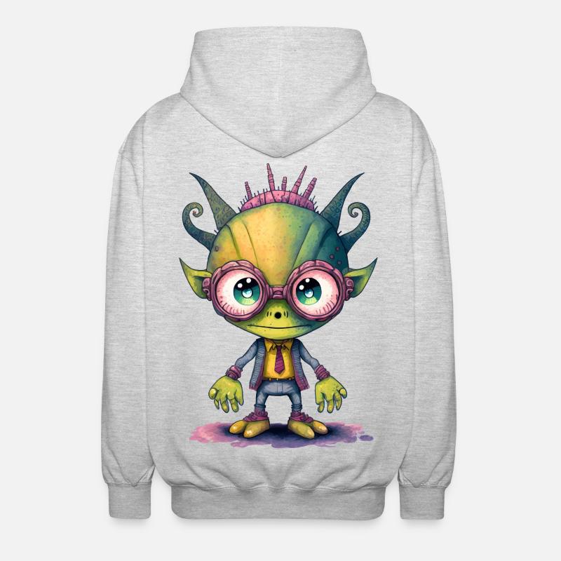 NERDY forever - Nerdy Alien - Unisex Kapuzenjacke - Hellgrau meliert