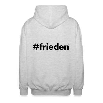 Frieden - Unisex Kapuzenjacke - Hellgrau meliert - Hinten - AI Model Male 185 light (185cm)
