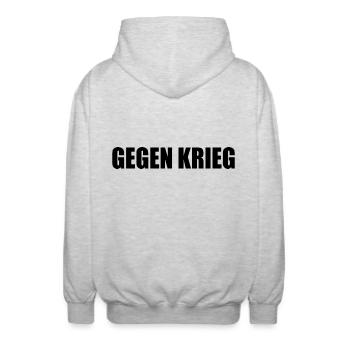Gegen krieg - Unisex Kapuzenjacke - Hellgrau meliert - Hinten - AI Model Male 185 light (185cm)