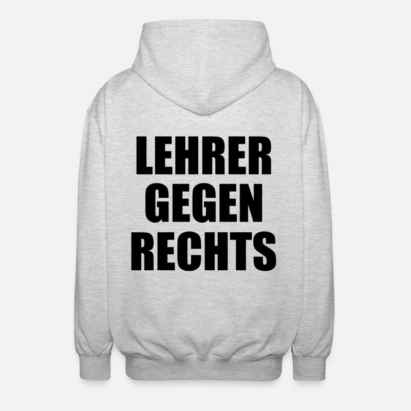 Lehrer gegen rechts - Unisex Kapuzenjacke - Hellgrau meliert