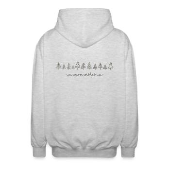 Warm Wishes, Doodle Tannenbäume, Weihnachten - Unisex Kapuzenjacke - Hellgrau meliert - Hinten - AI Model Male 185 light (185cm)