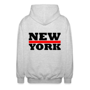 New york - Unisex Kapuzenjacke - Hellgrau meliert - Hinten - AI Model Male 185 light (185cm)