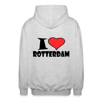 J'adore Rotterdam - Veste à capuche unisexe - gris clair chiné - Dos - AI Model Male 185 light (185cm)