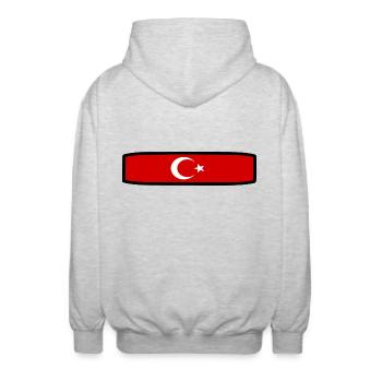 Turkish flag - Unisex Hooded Jacket - light heather grey - Back - AI Model Male 185 light (185cm)