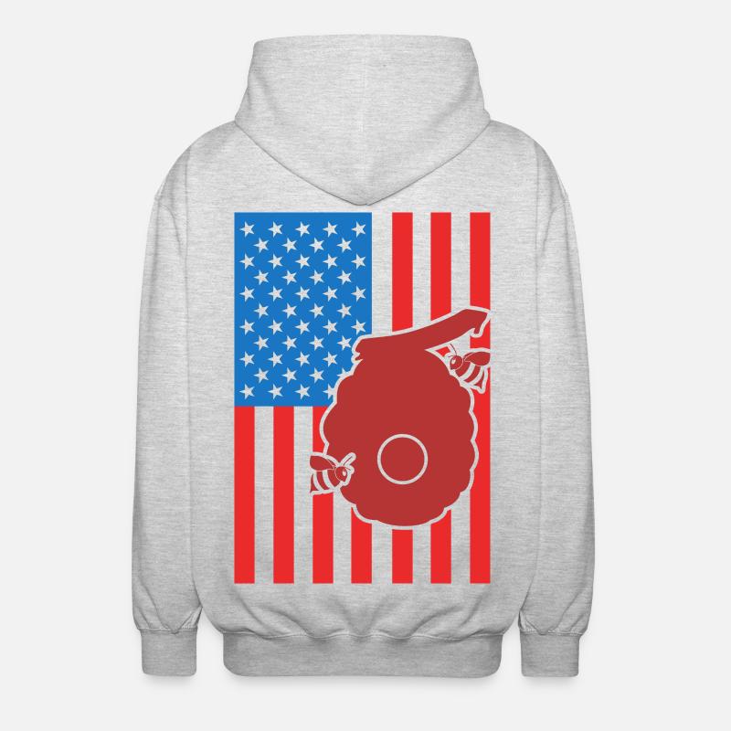 Apiculture Drapeau US - Veste à capuche unisexe - gris clair chiné