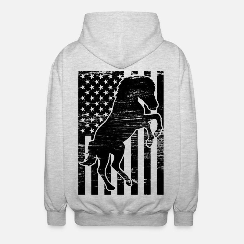 Chevaucher le drapeau des États-Unis - Veste à capuche unisexe - gris clair chiné