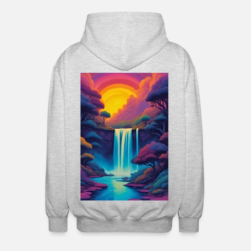 Paysage au coucher du soleil - Veste à capuche unisexe - gris clair chiné