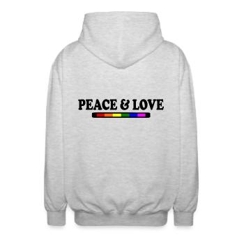 Peace and love - Unisex Kapuzenjacke - Hellgrau meliert - Hinten - AI Model Male 185 light (185cm)
