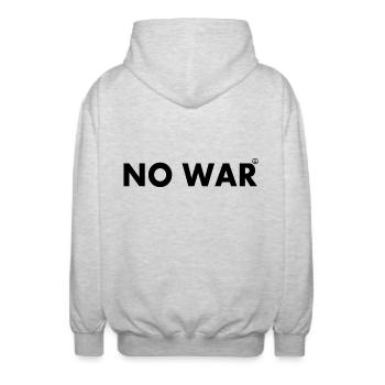 No war - Unisex Hooded Jacket - light heather grey - Back - AI Model Male 185 light (185cm)