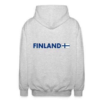 Finnland - Unisex Kapuzenjacke - Hellgrau meliert - Hinten - AI Model Male 185 light (185cm)