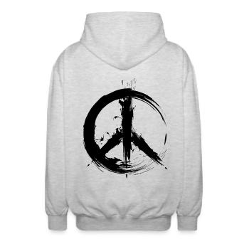 Hippy Peace Symbol Hippie Frieden Freiheit Liebe - Unisex Kapuzenjacke - Hellgrau meliert - Hinten - AI Model Male 185 light (185cm)