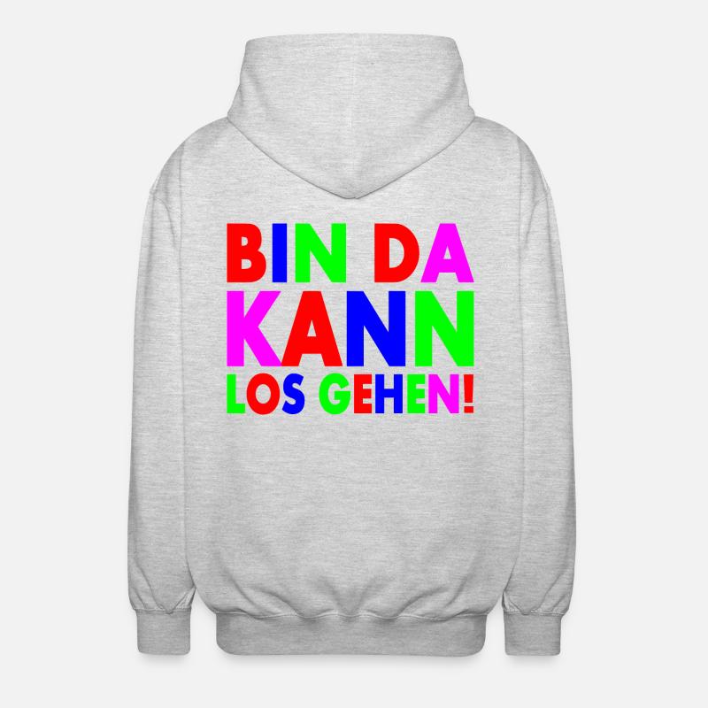 Bin da kann losgehen - Unisex Kapuzenjacke - Hellgrau meliert