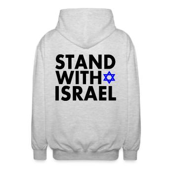 Israel - Veste à capuche unisexe - gris clair chiné - Dos - AI Model Male 185 light (185cm)