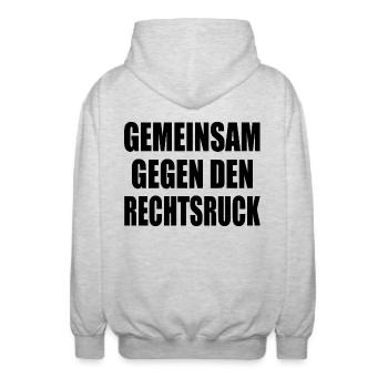 gemeinsam gegen rechtsruck - Unisex Kapuzenjacke - Hellgrau meliert - Hinten - AI Model Male 185 light (185cm)
