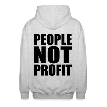 people not profit - Veste à capuche unisexe - gris clair chiné - Dos - AI Model Male 185 light (185cm)