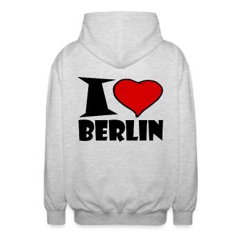 Ich liebe Berlin - Unisex Kapuzenjacke - Hellgrau meliert - Hinten - AI Model Male 185 light (185cm)