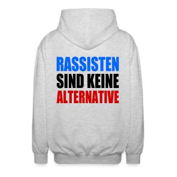rassisten sind keine alternative - Unisex Kapuzenjacke - Hellgrau meliert - Hinten - AI Model Male 185 light (185cm)