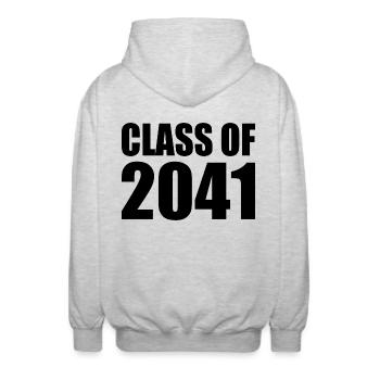 Class of 20241 - Unisex Hooded Jacket - light heather grey - Back - AI Model Male 185 light (185cm)