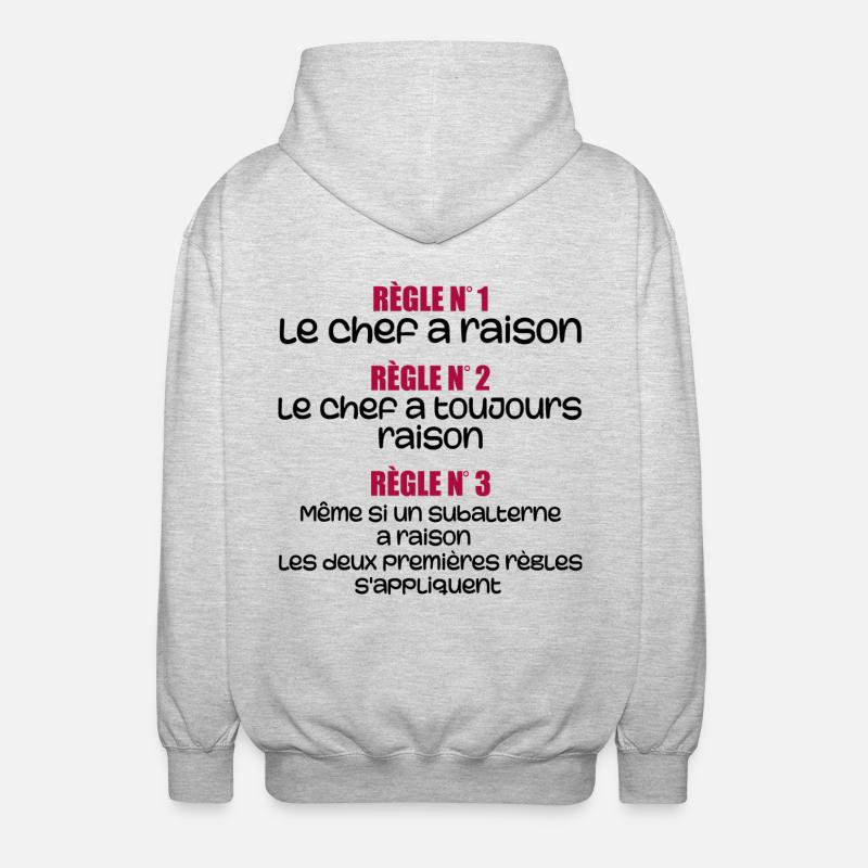 Les règles du chef - Veste à capuche unisexe - gris clair chiné