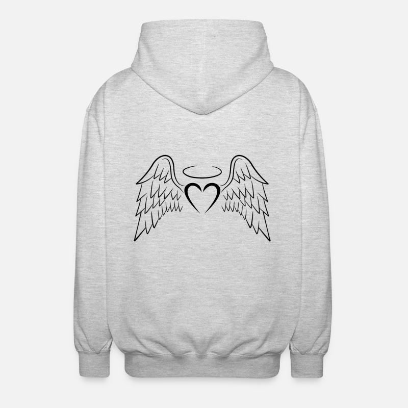 Coeur aile d'ange noir - Veste à capuche unisexe - gris clair chiné