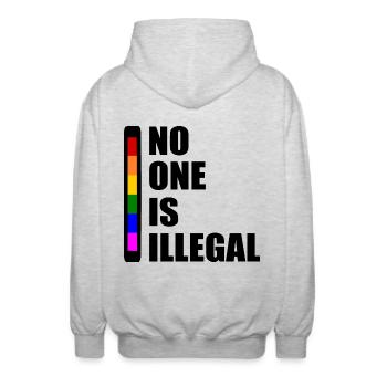 No one is illegal - Veste à capuche unisexe - gris clair chiné - Dos - AI Model Male 185 light (185cm)