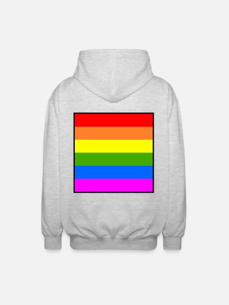 rainbow flag rainbow lgbt flag - Unisex Hooded Jacket - light heather grey