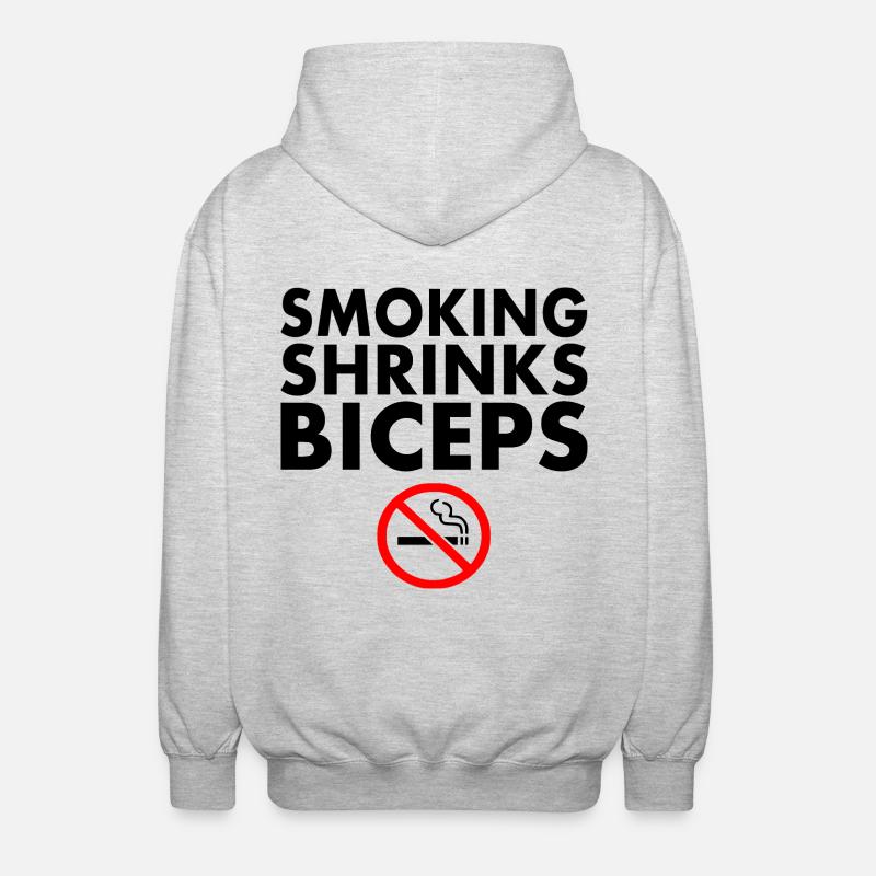 Smoking shrinks the biceps - Unisex Kapuzenjacke - Hellgrau meliert