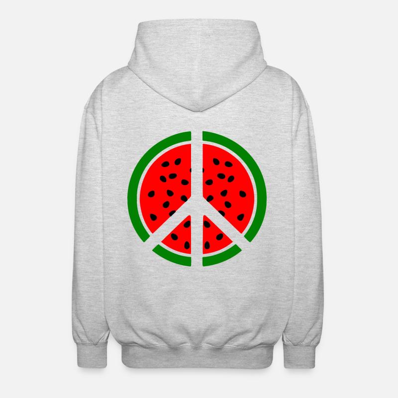 Symbole de paix pastèque - Veste à capuche unisexe - gris clair chiné