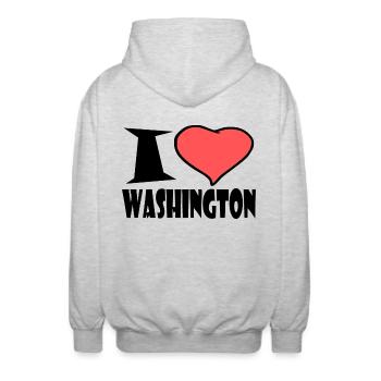 I love Washington - Unisex Kapuzenjacke - Hellgrau meliert - Hinten - AI Model Male 185 light (185cm)