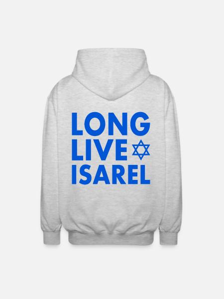 Long live israel - Unisex Hooded Jacket - light heather grey